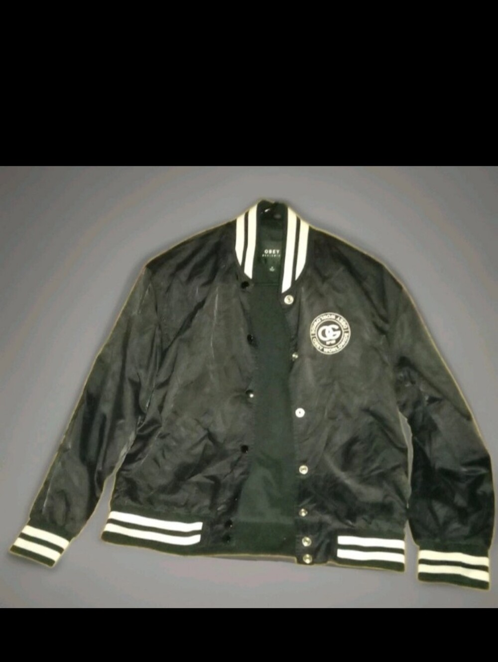 Obey Worldwide OG No. 89 Mens XS Black White Bomber Jacket